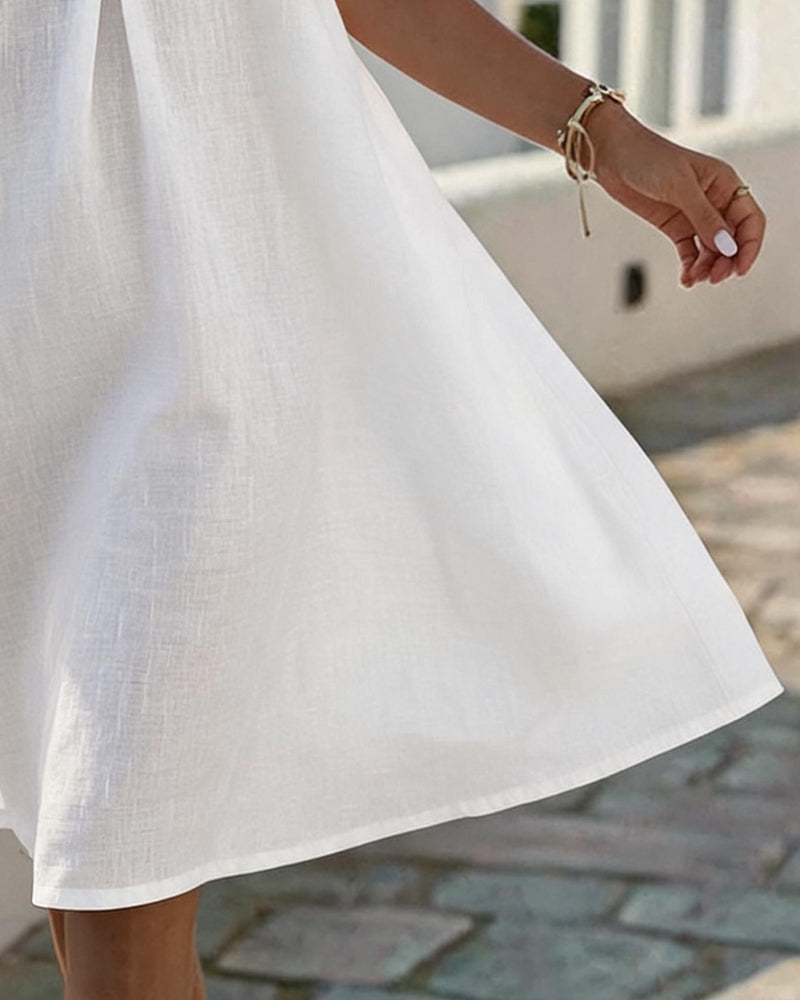 Robe Revers Manches Courtes Droite