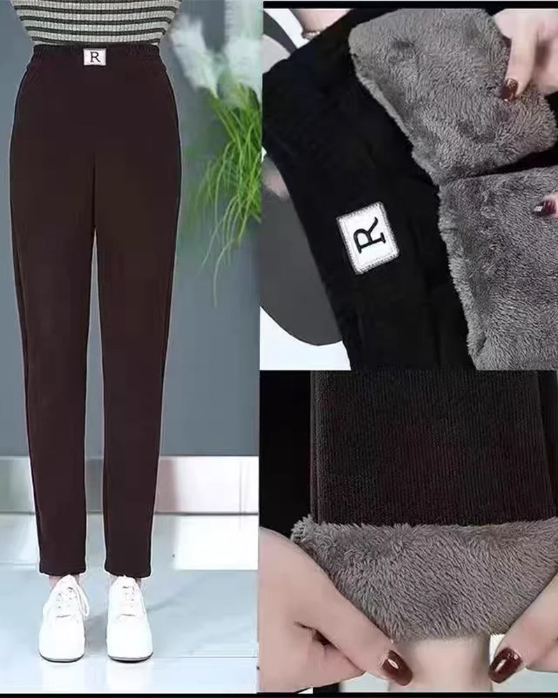 Pantalon Taille Haute Doublé Polaire Épaissi Jogger