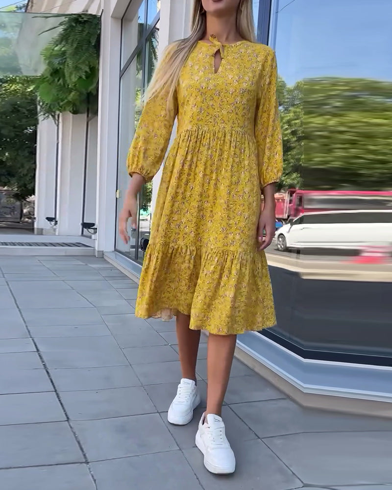 Robe décontractée plissée à fleurs fraîches