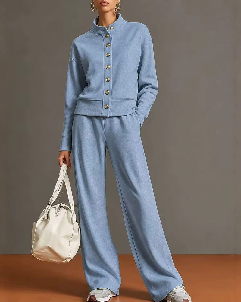 Ensemble Sweat À Capuche Bouton Pression Et Pantalon De Jogging
