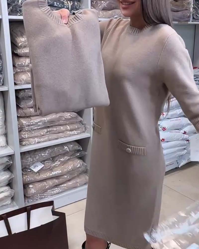 Pull Robe Col Rond Manche Coude
