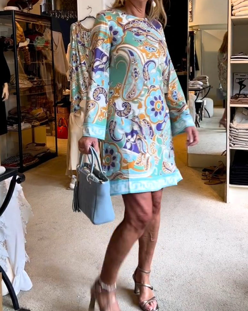 Robe à col rond et imprimé