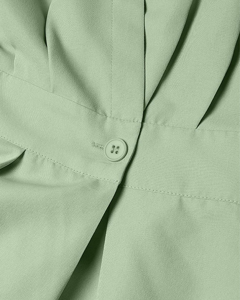 Robe A-Ligne Attache Taille Haute Bouton