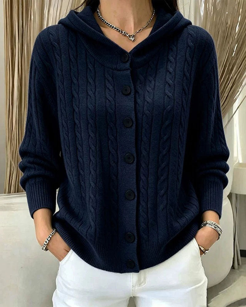 Cardigan Capuche Ouvert Devant Tricoté