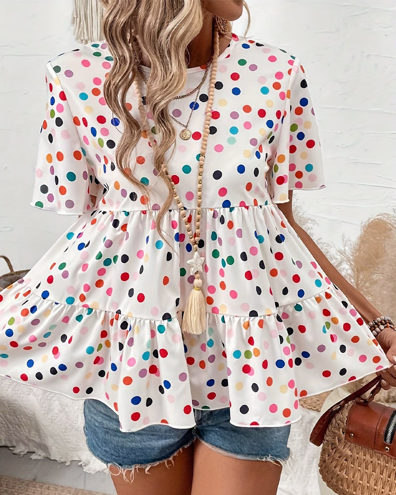 Chemisier Coloré Polka Dot Babydoll