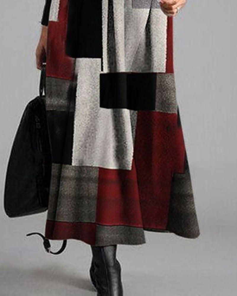 Robe Blocs De Couleurs À Capuche Manches Longues