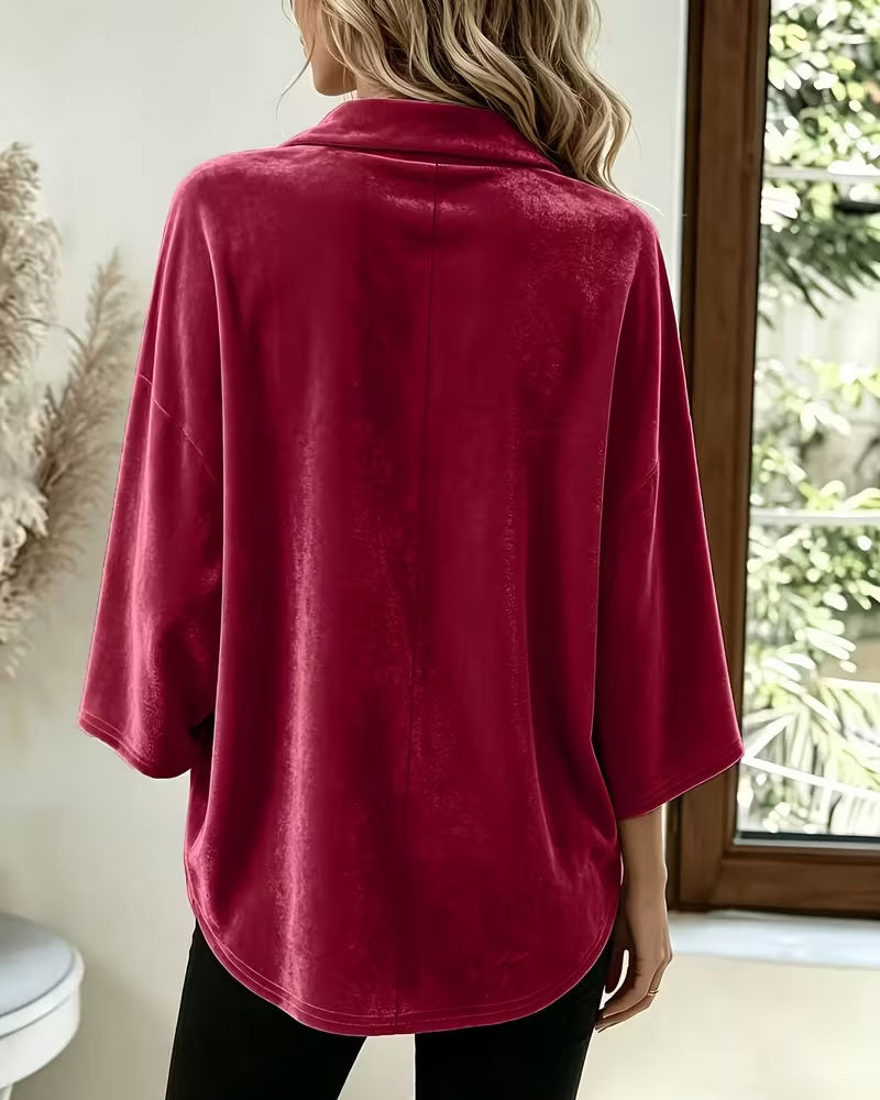 Blouse À Col Manches Courtes Ample