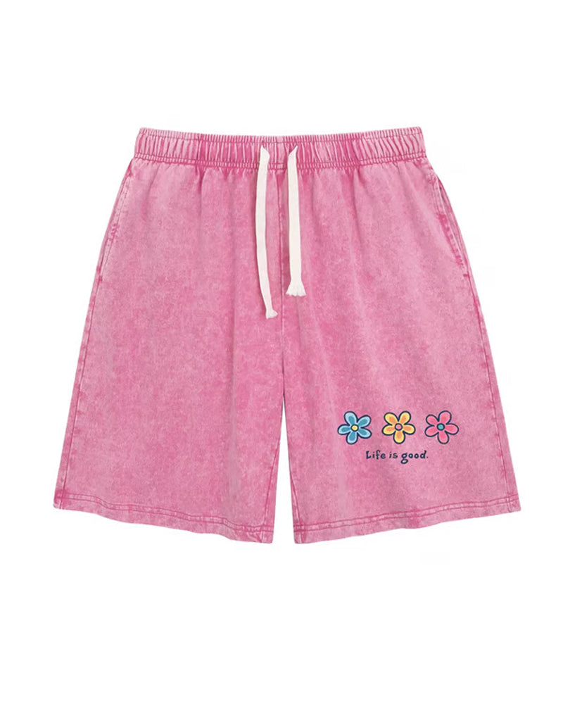 Short Imprimé Fleur Élastique Cordond Tirage