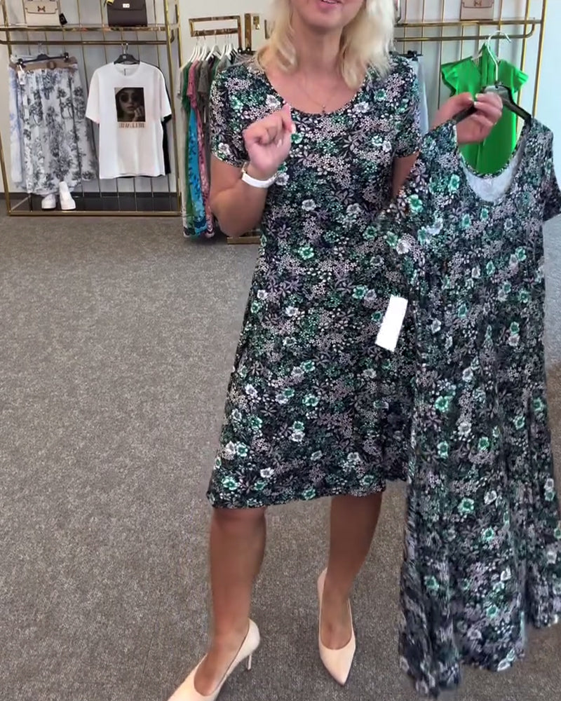 Robe Élégante Taille Fine Imprimée