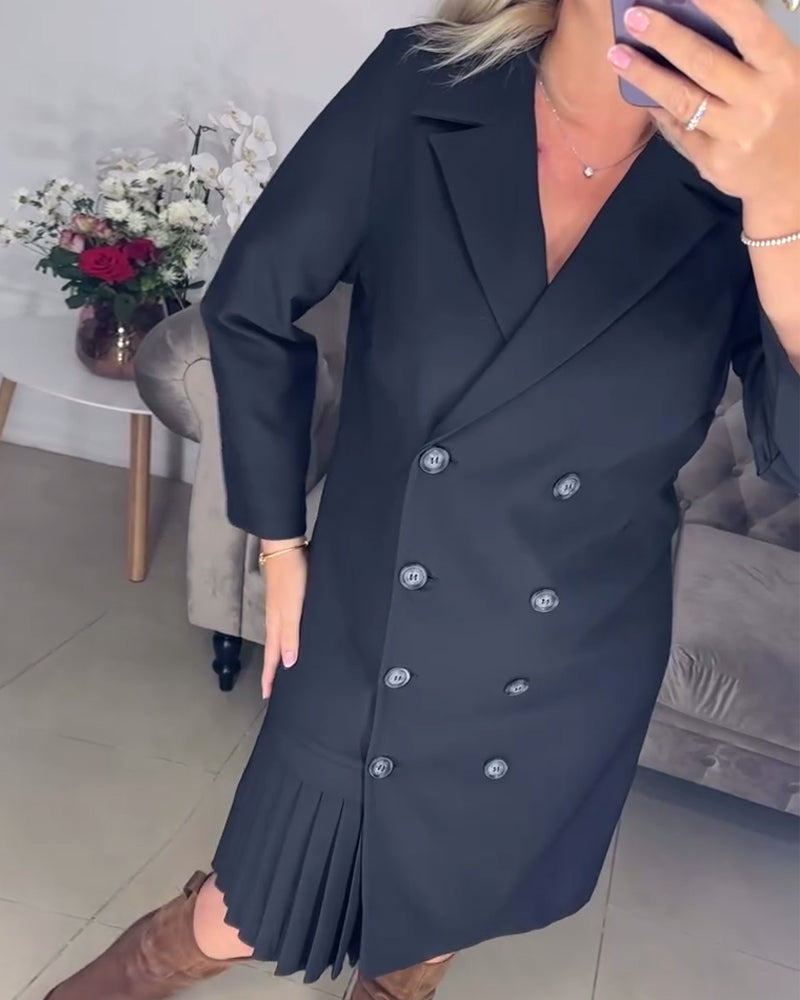 Robe élégante unie à double boutonnage