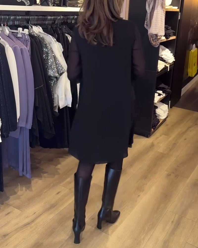 Robe à manches longues à la mode de couleur unie