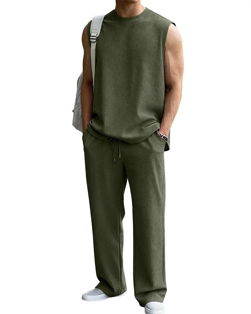 Ensemble Homme Uni Sans Manche