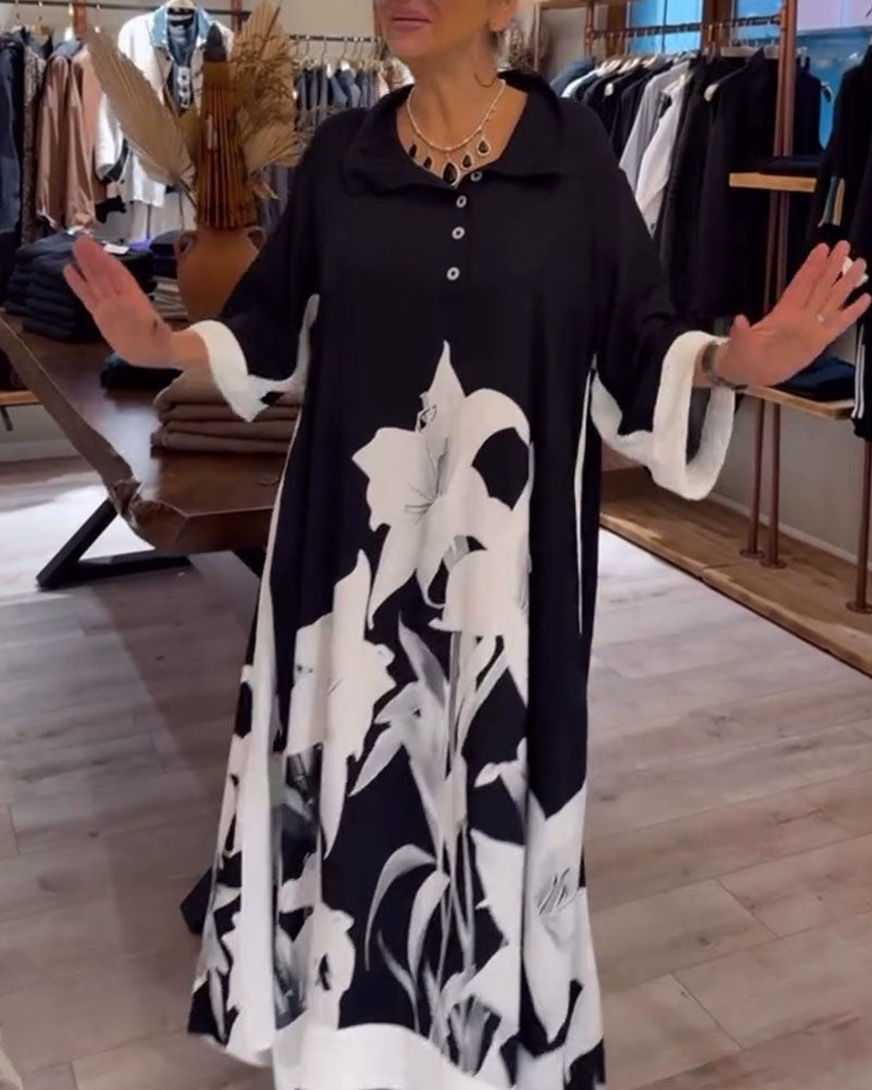 Robe À Col Imprimée Oversize Maxi