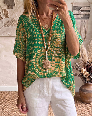 Blouse Ethnique Imprimé Col V