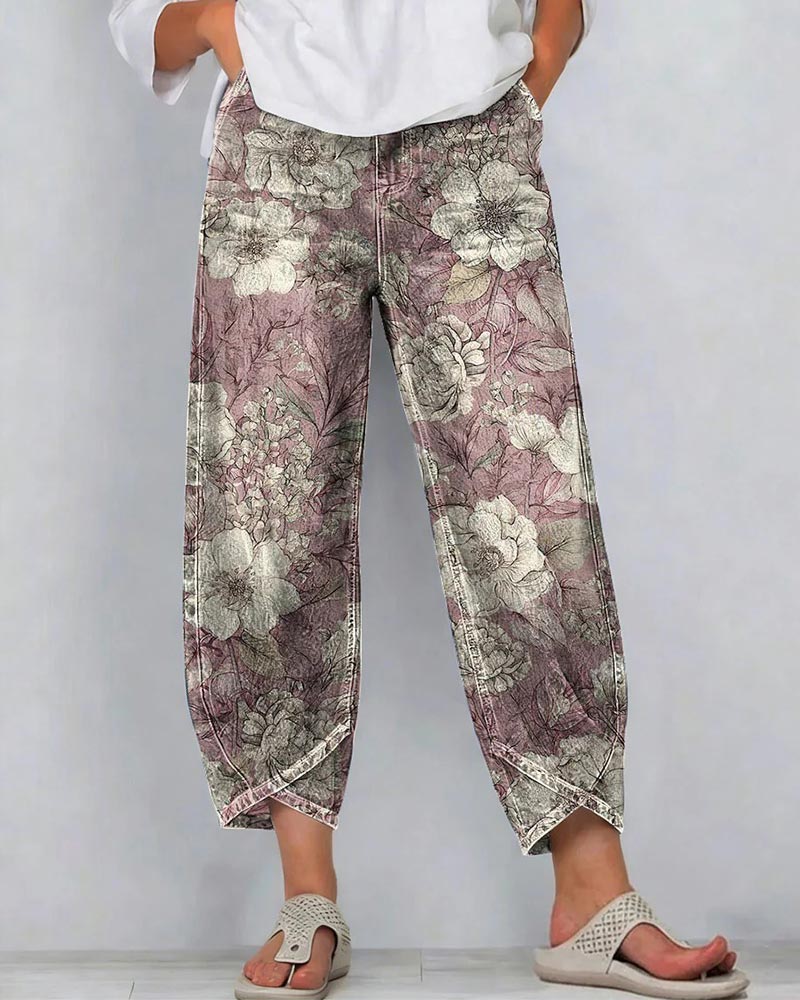Pantalon Mode Imprimé Floral Cheville