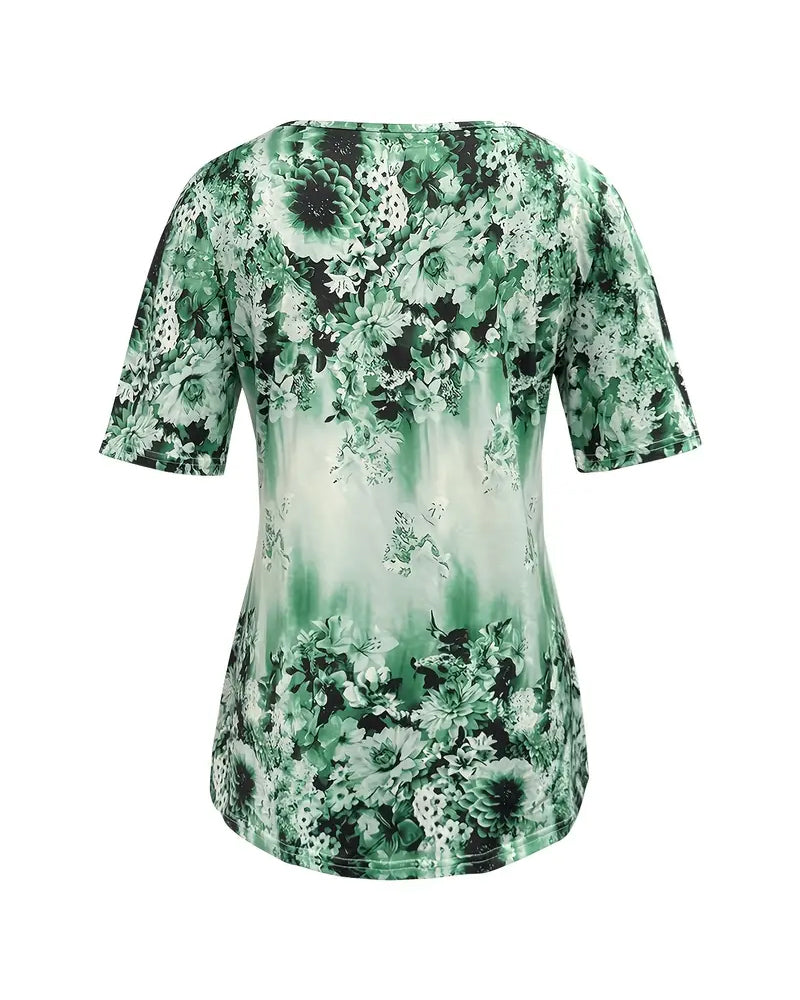 Blouse Manches Courtes Imprimée Décontractée