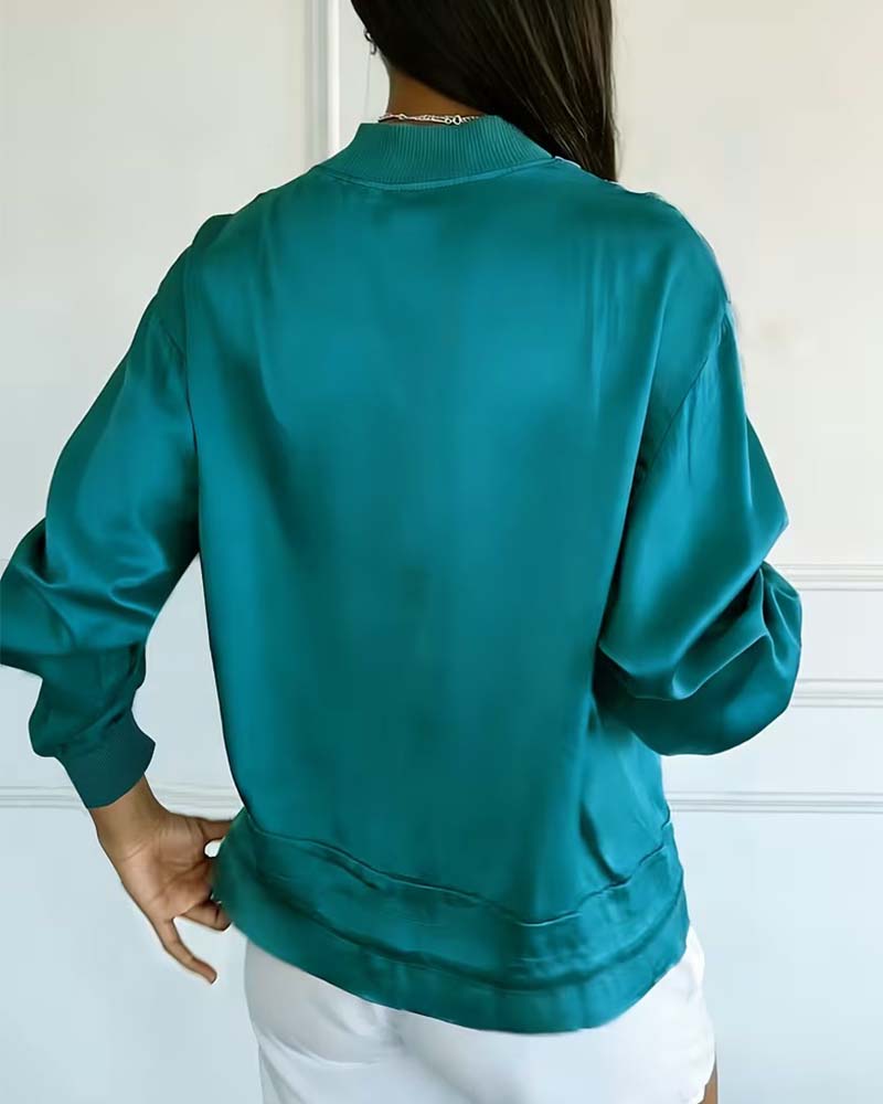 Manteaux Col Mandarine Fermeture Éclair Poche Taille