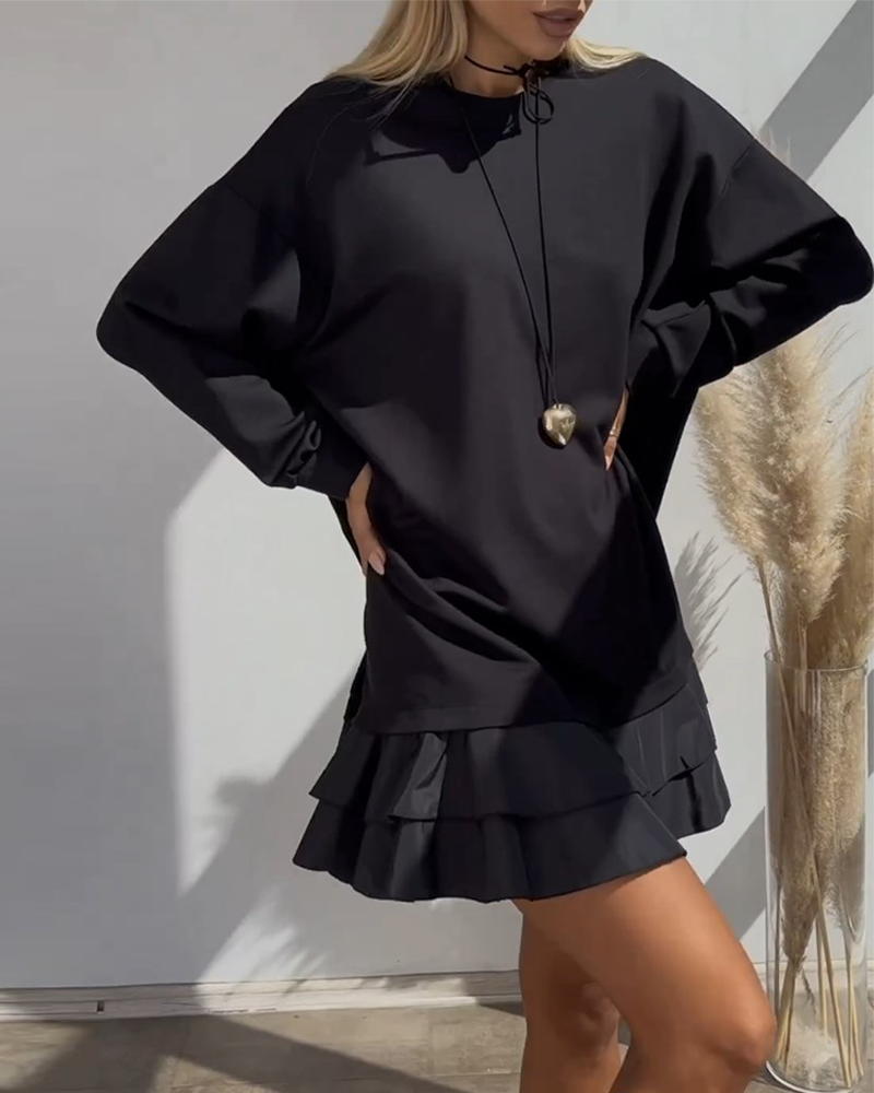 Robe ample de couleur unie avec patchwork