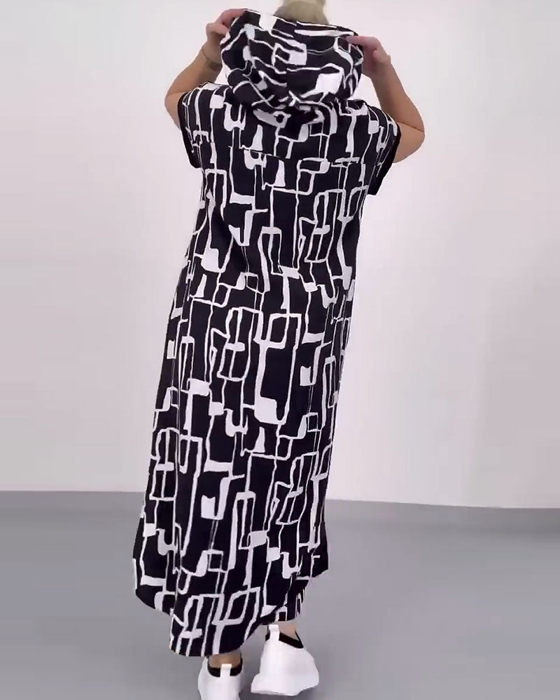 Robe Fermeture Éclair Mi-longue Lâche Contrastée