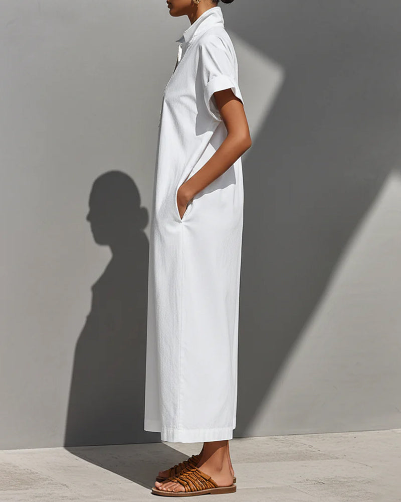 Robe Revers Fermeture Éclair Poche