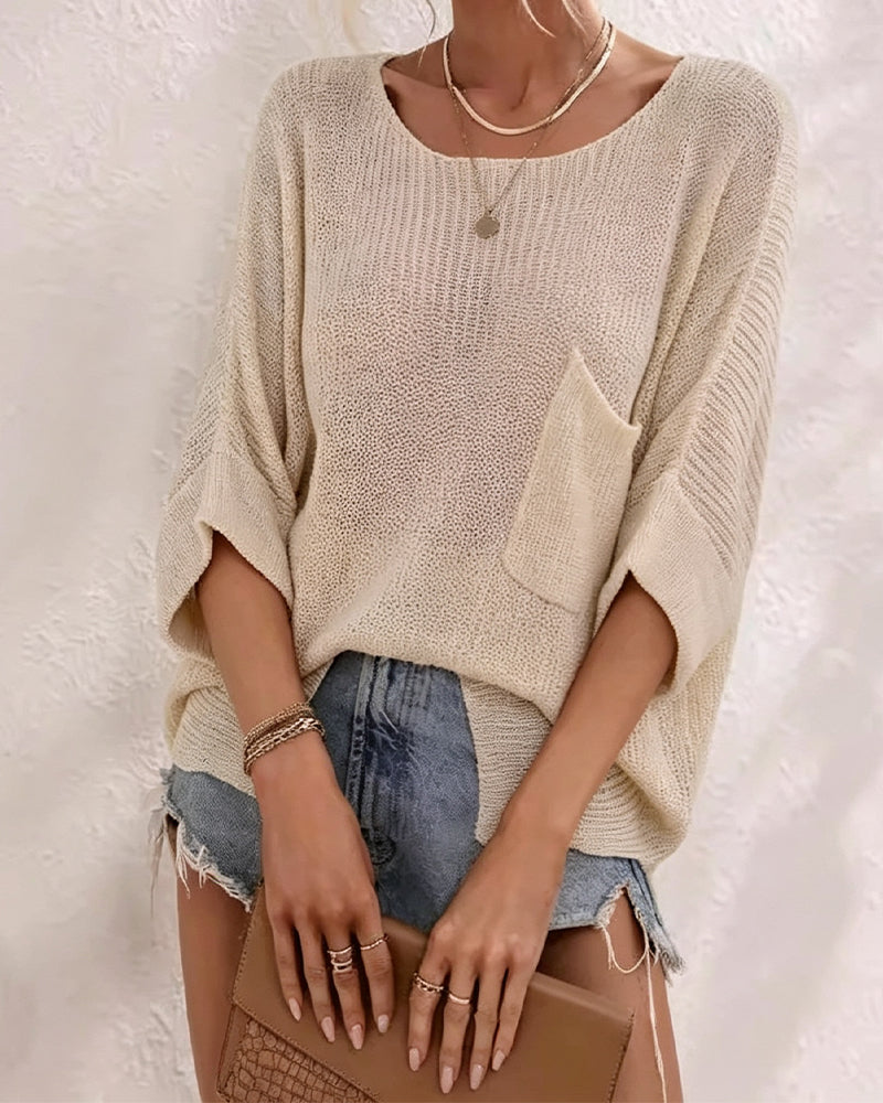 Pullover Uni Avec Poche