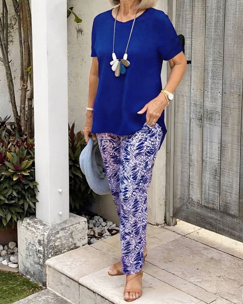 Set Unie Couleur Imprimé Casual