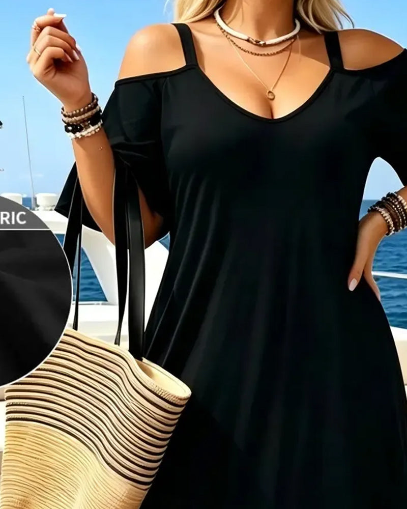 Robe Col En U Bretelles Hors Épaule Lâche