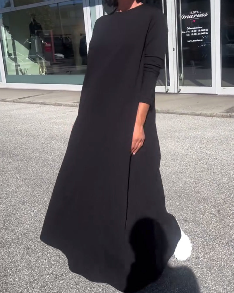 Robe Loose Manches Longues Col Rond