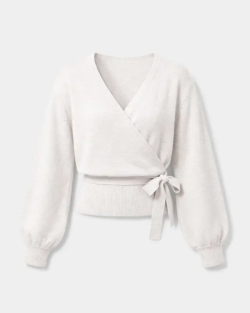 Pullover Col En V Croisé Attacher Court