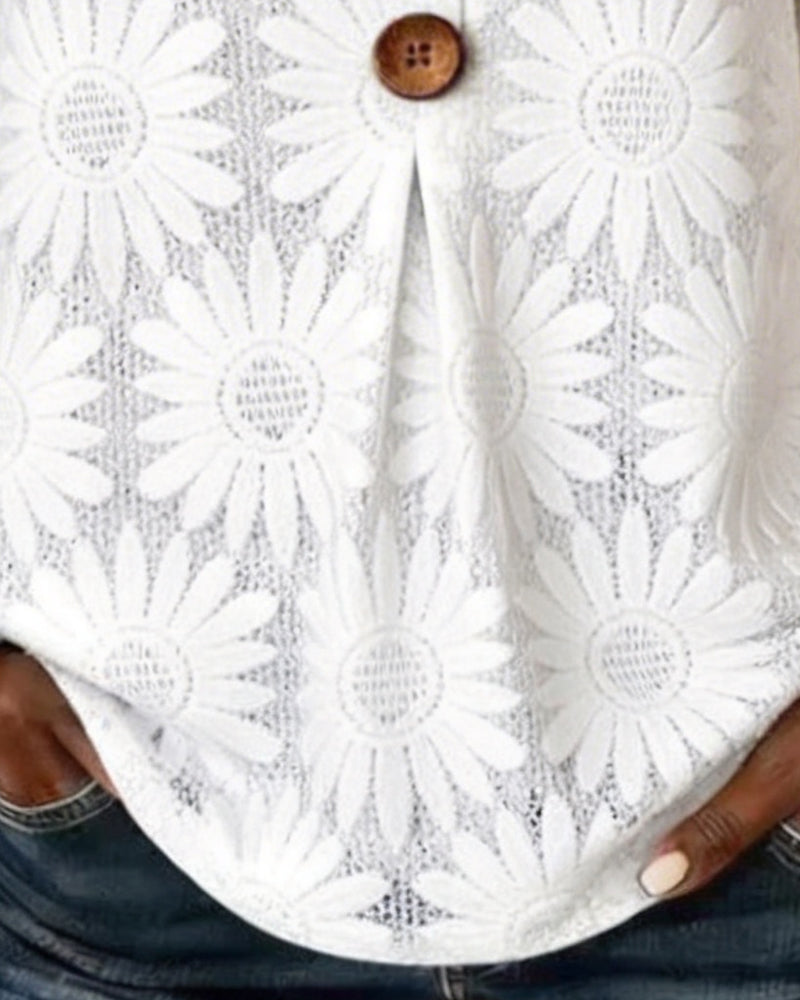 Blouse À Imprimé Marguerite Et Manches À Volants