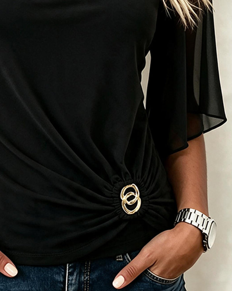 Blouse Col U Unie Décontractée