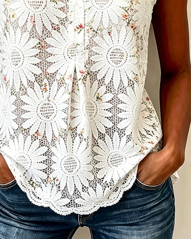 Débardeur Daisy Évidé Dentelle Sans Manches