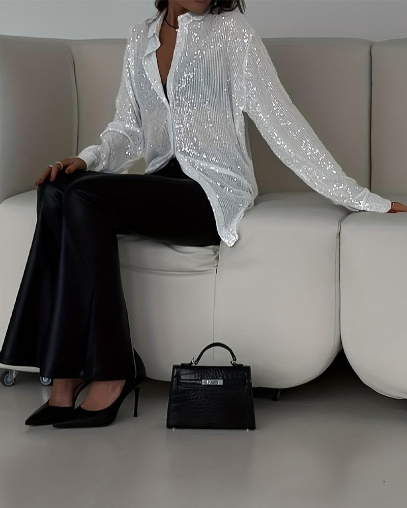 Chemise Revers Manche Longue Tendance