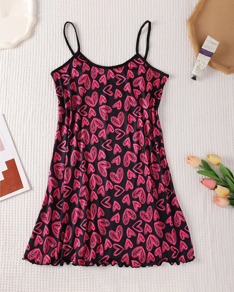 Robe De Nuit Bretelles Spaghetti Imprimé
