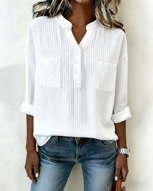 Hemd Vertikal Waffel Henley Kragen Doppelt Tasche