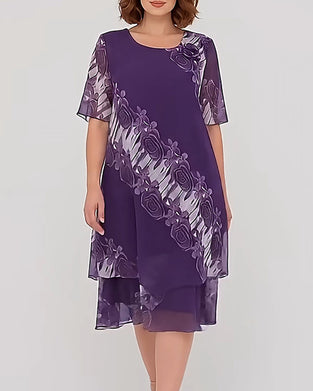Robe Col Rond Florale Décontractée