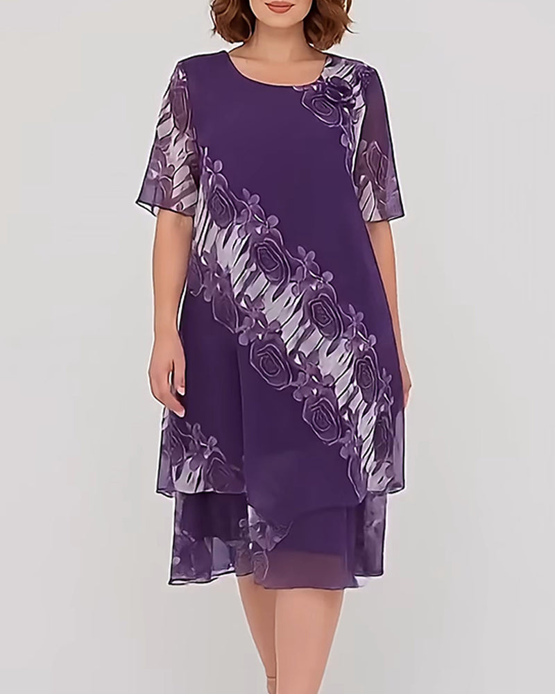Robe Col Rond Florale Décontractée