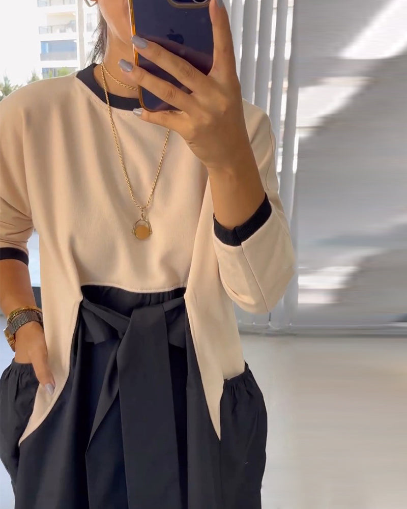 Robe décontractée avec poches patchwork