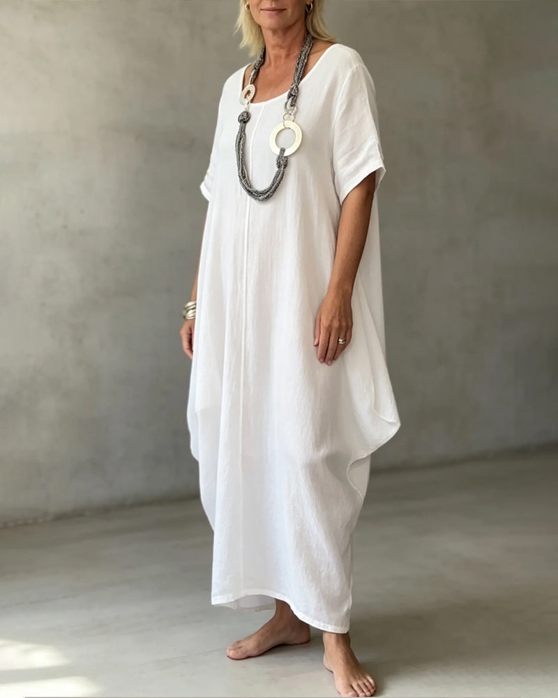 Robe À Col Rond Unie Et Coupe Ample