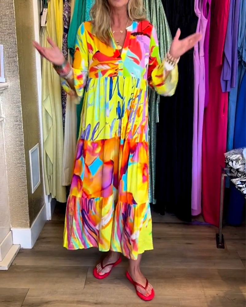 Robe imprimée à manches évasées