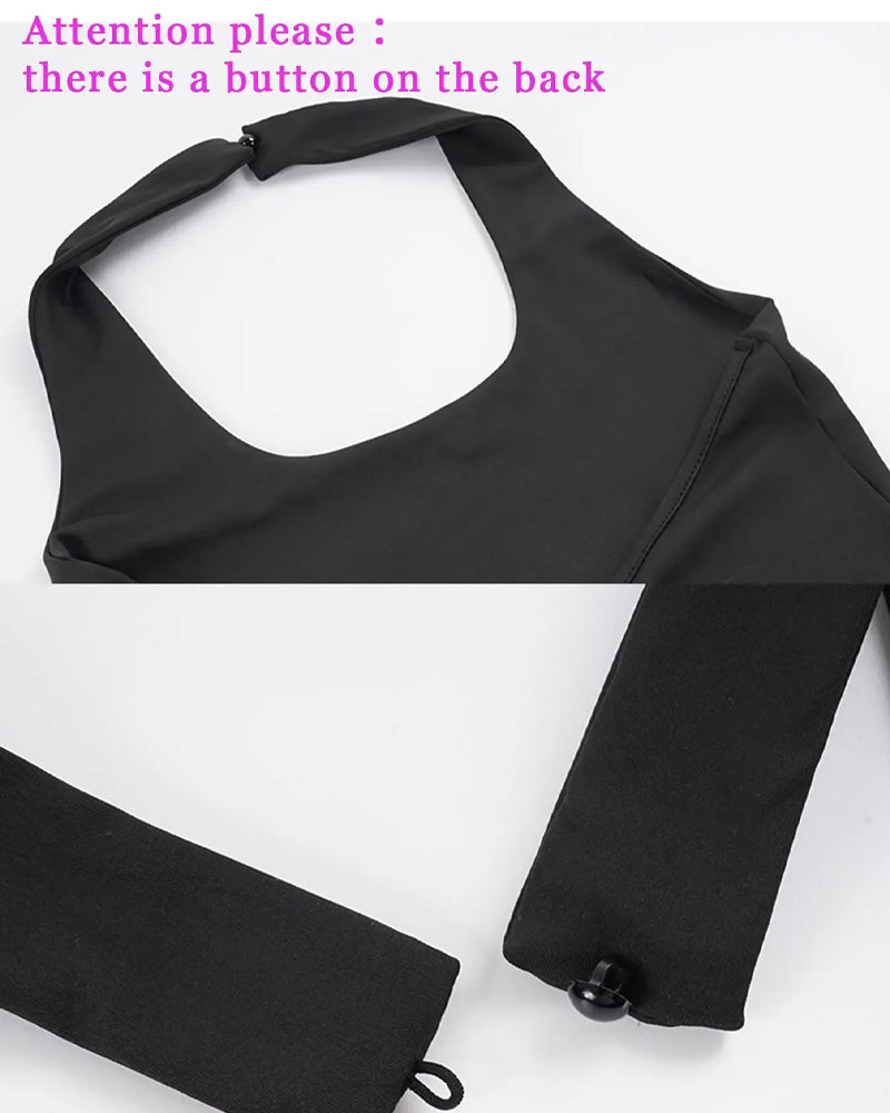 Combinaison Col Carré Sans Manches Ajusté Taille