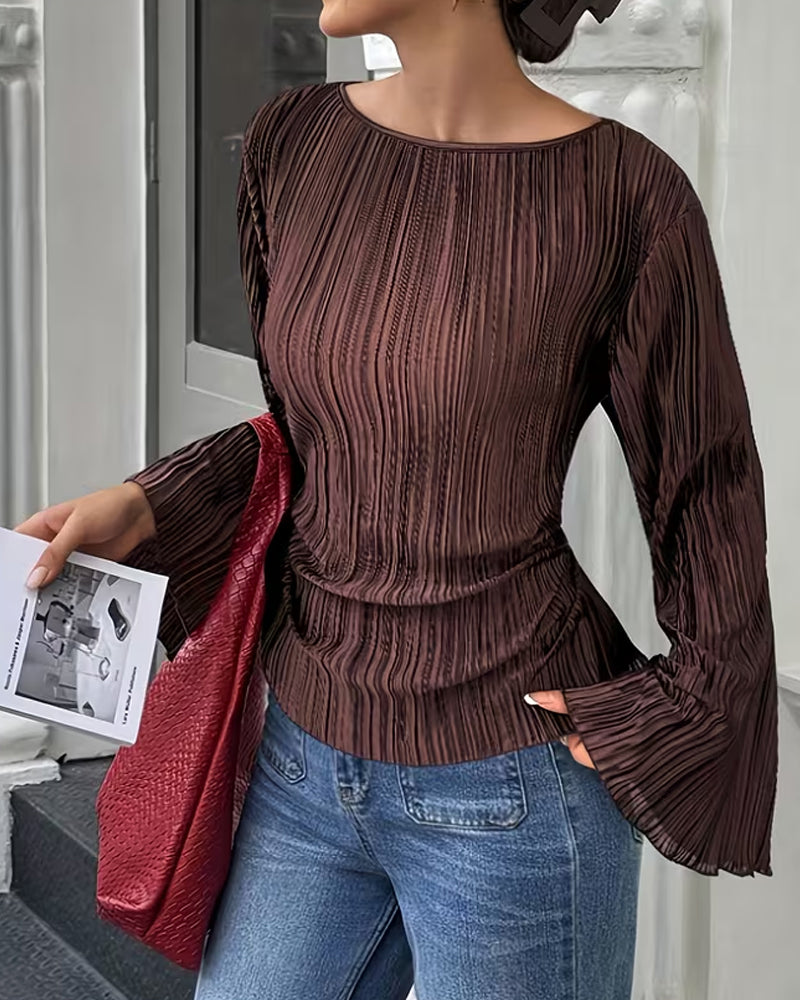 Blouse Uni Manches Évasées