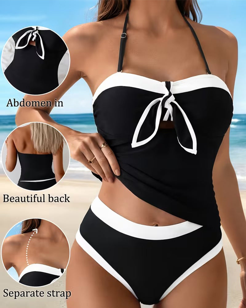 Tankini Halter Bandeau Contraste