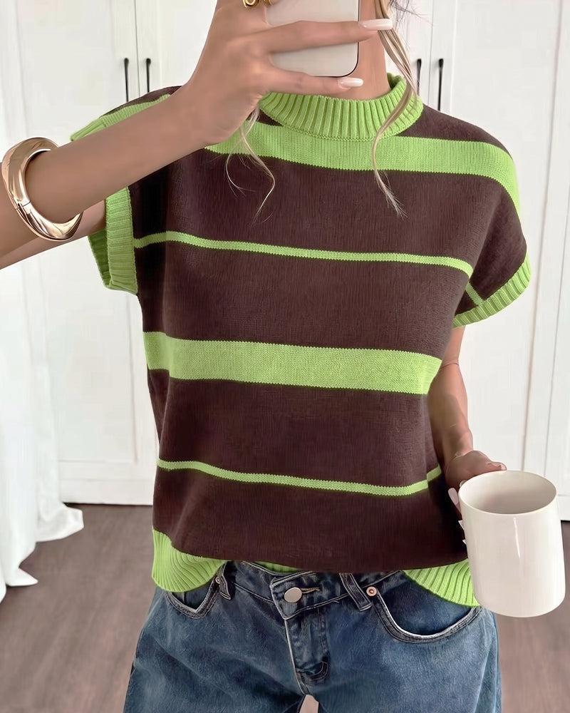 Pull Manche Courte Rayée