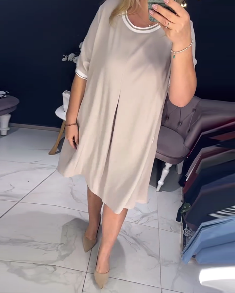 Robe décontractée élégante col rond poche