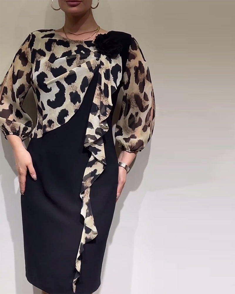 Robe patchwork imprimé léopard