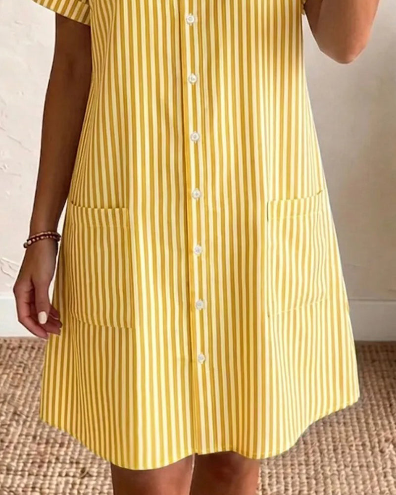 Robe Rayée Poche Chemise