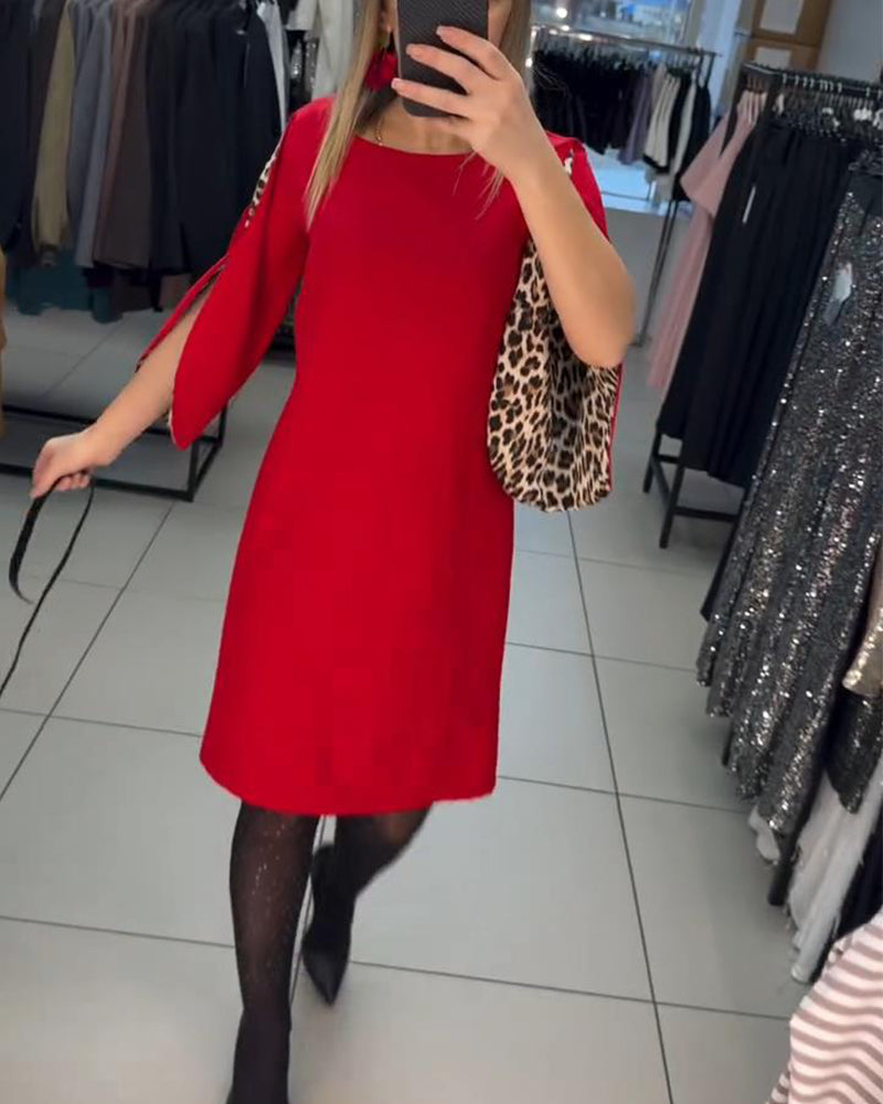 Robe Droite Tendance Avec Manches Évasées