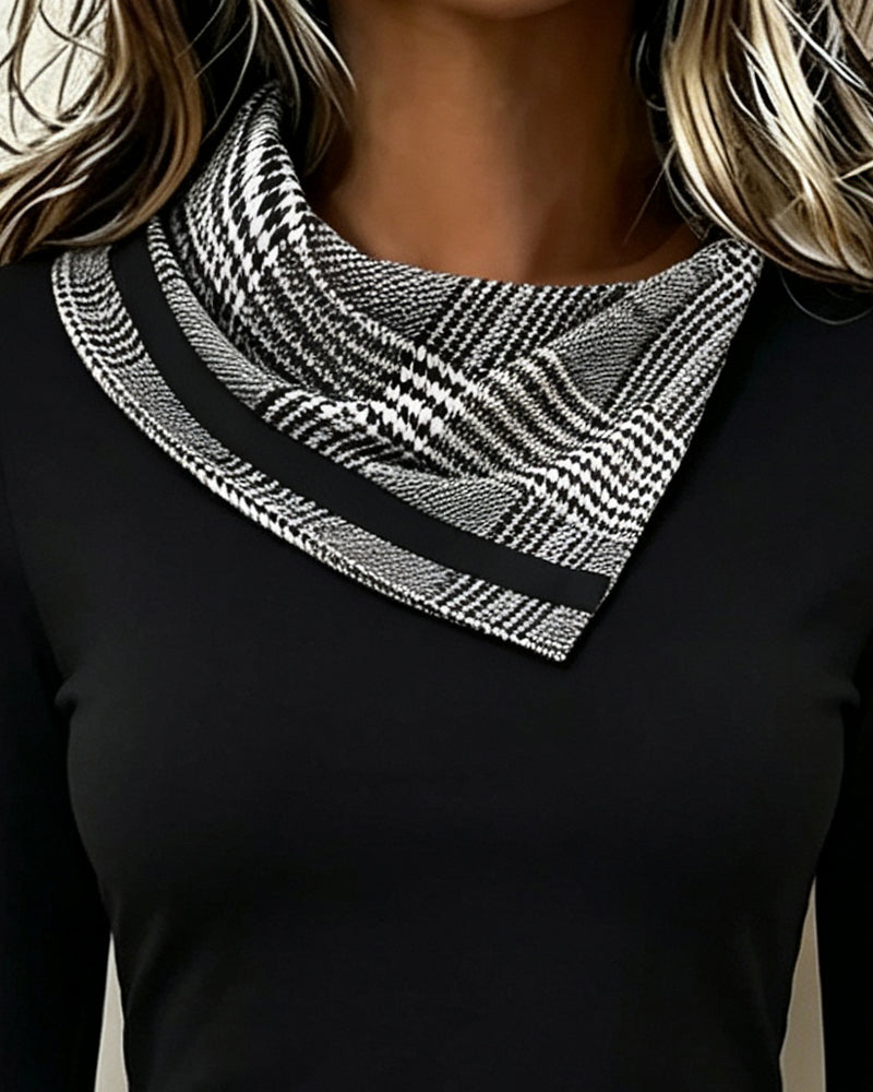 Robe Carreau Décontractée Manche Longue