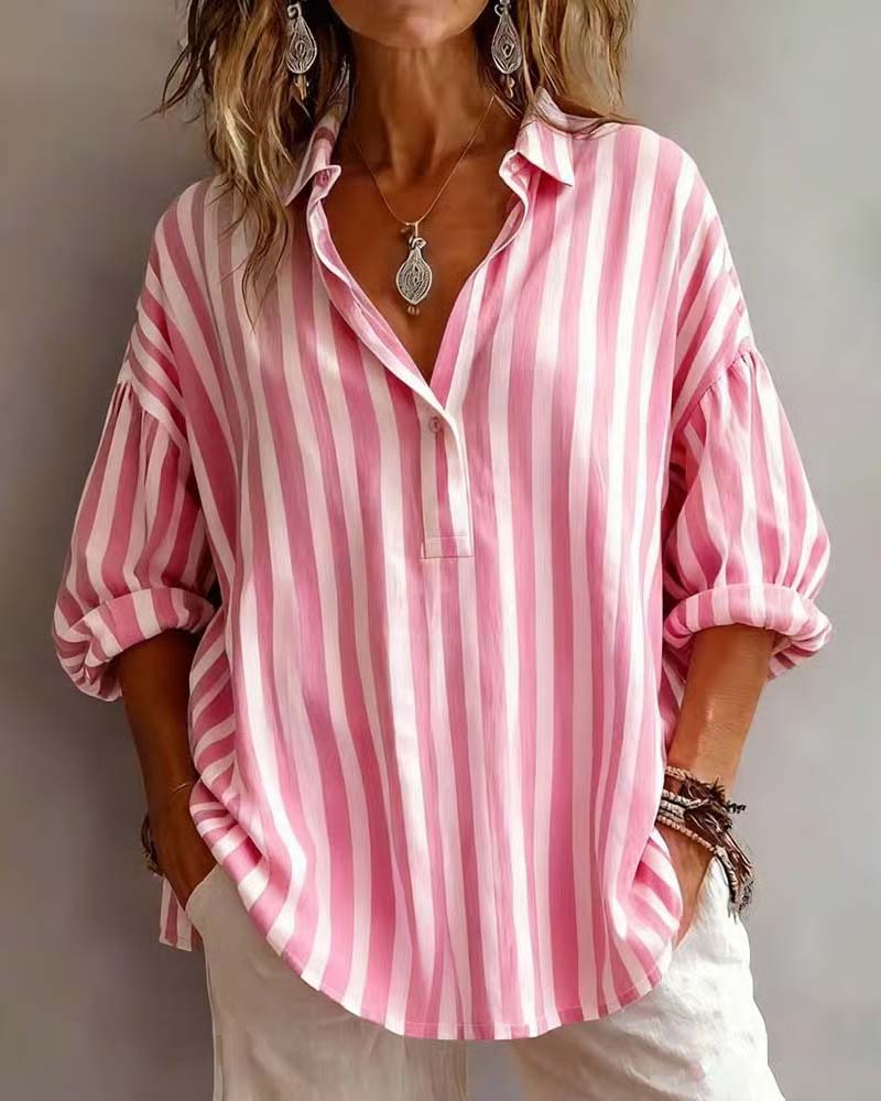 Blouse Rayée Ample À Col